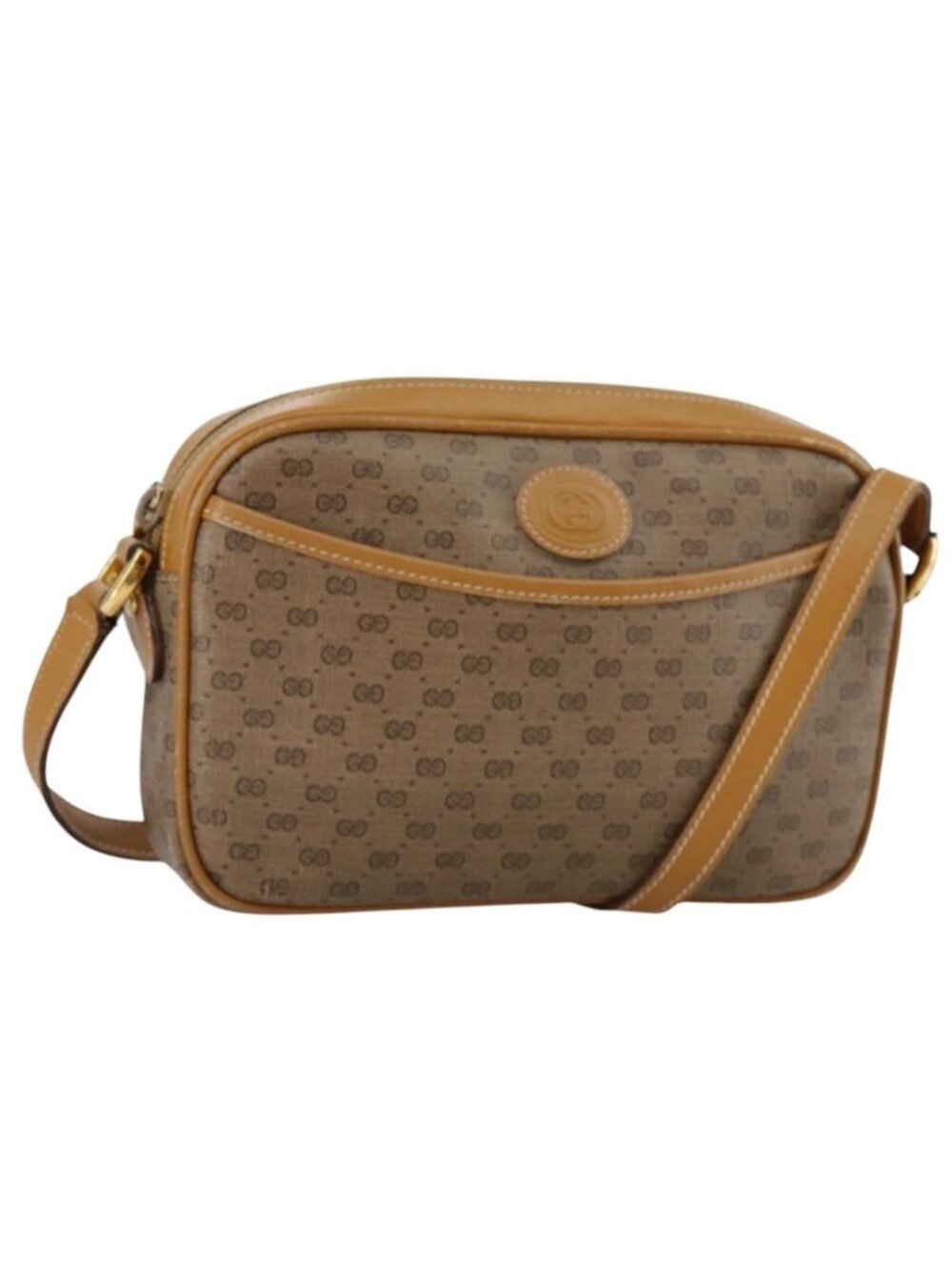 GUCCI Micro GG Supreme Shoulder Bag PVC Beige Gold 007 904 0095